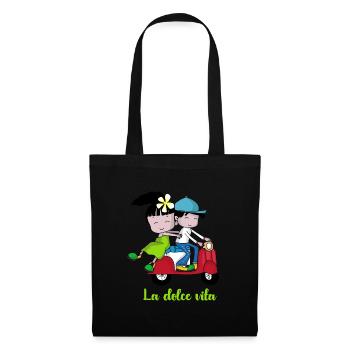 La dolce vita – Paire scooter - Sac en tissu - noir - Devant