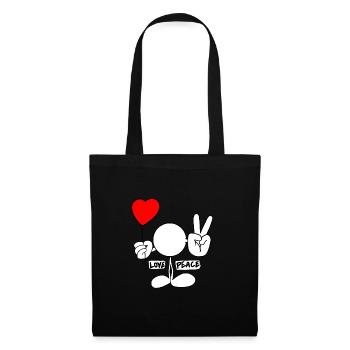 Love & Peace Plain Doodle - Tote Bag - black - Front