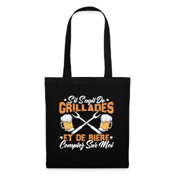 Cadeau Homme Drôle Barbecue Et Bière - Sac en tissu - noir - Devant