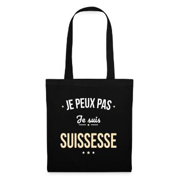 Je peux pas je suis Suissesse - Sac en tissu - noir - Devant