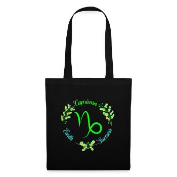Signe du zodiaque Capricorne - Sac en tissu - noir - Devant