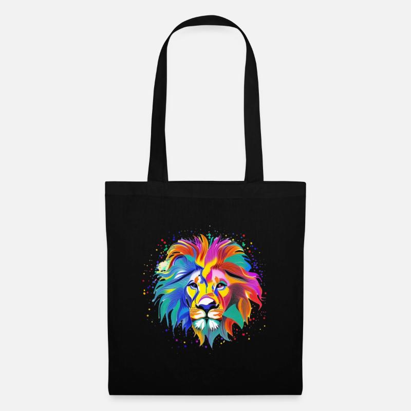 Multicolored quantum mosaic lion - Tote Bag - black