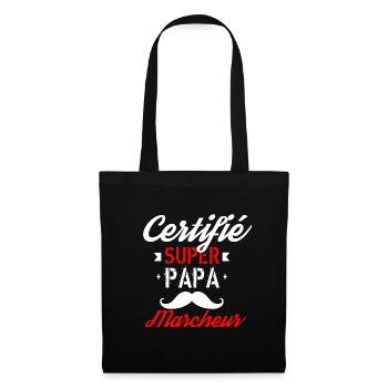 Certifié Super papa marcheur - Sac en tissu - noir - Devant