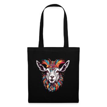 Colorful goat billy goat decorated with feathers - Tote Bag - black - Front