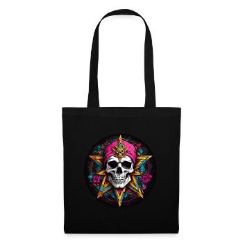 Motif décoratif de crâne coloré dans le style gothique - Sac en tissu - noir - Devant