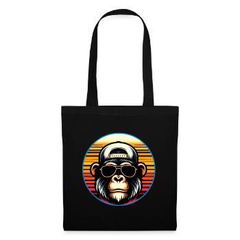Chimpanzé cool avec lunettes de soleil et casquette de baseball - Sac en tissu - noir - Devant