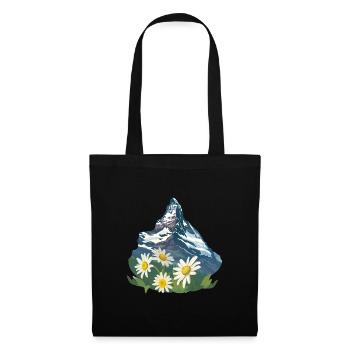 Alpen Matterhorn Mountain and Edelweiss Flower - Stoffbeutel - Schwarz - Vorne
