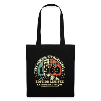 Vintage cadeau d'anniversaire née en Février 1969 - Sac en tissu - noir - Devant