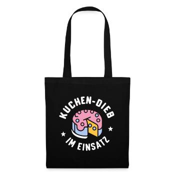 Kuchendieb im Einsatz Lustiges Geschenk Kuchen Fan - Stoffbeutel - Schwarz - Vorne