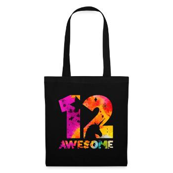 GÉNIAL 12ÈME ANNIVERSAIRE LICORNE 12 ANS - Sac en tissu - noir - Devant