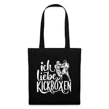 Ich ❤️ Kickboxen Kampfsport Fanartikel - Stoffbeutel - Schwarz - Vorne
