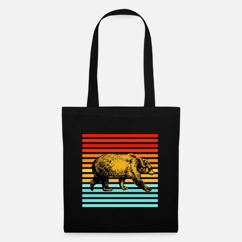 Braunbär Grizzly - Stoffbeutel - Schwarz