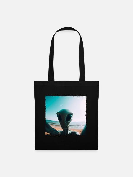 Alien Beach Selfie - Stoffbeutel - Schwarz
