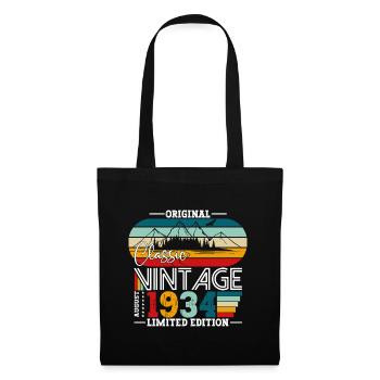 90e anniversaire Original août 1934 Né en 1934 - Sac en tissu - noir - Devant