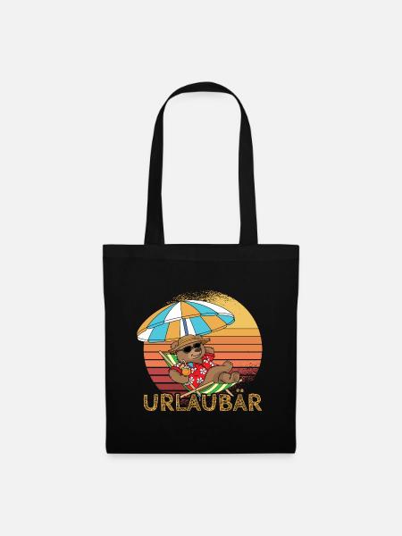 Urlaubär Urlaub Reisen Ferien Strand Sonne Meer - Stoffbeutel - Schwarz