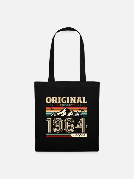 60. Geburtstag Original Februar Jahrgang 1964 - Stoffbeutel - Schwarz