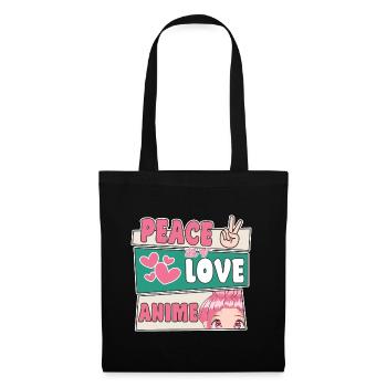 Peace Love Anime Japanese Anime Manga Gifts - Tote Bag - black - Front