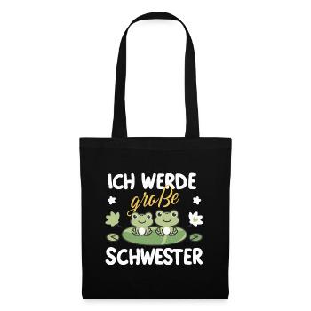 Große Schwester Frosch-Motiv Schwangerschaft - Stoffbeutel - Schwarz - Vorne