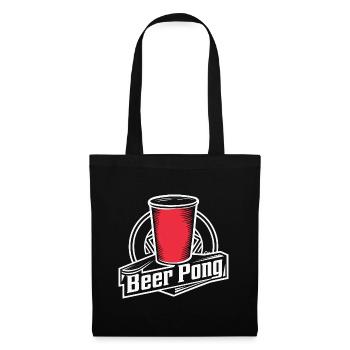 Beer Pong Fan Must-Have Party Spiel Spaß - Stoffbeutel - Schwarz - Vorne