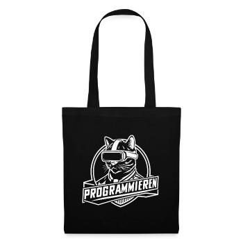 Coder-Katze Lustig Programmieren Geek Geschenk - Stoffbeutel - Schwarz - Vorne