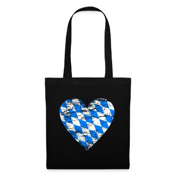 Drapeau de Bavière Coeur Vintage Used Look - Sac en tissu - noir - Devant