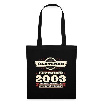 20. Geburtstag Oldtimer Dezember Jahrgang 2003 - Stoffbeutel - Schwarz - Vorne