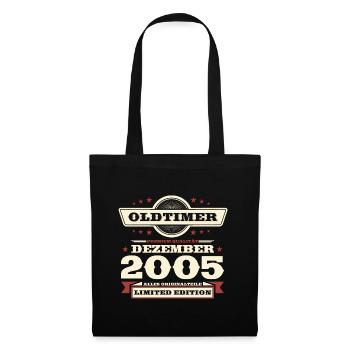 18. Geburtstag Oldtimer Dezember Jahrgang 2005 - Stoffbeutel - Schwarz - Vorne