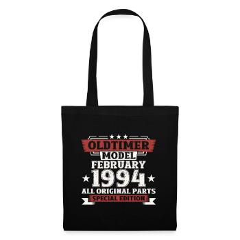 30. Geburtstag Oldtimer Februar Jahrgang 1994 - Stoffbeutel - Schwarz - Vorne