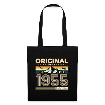 Original Mai 1955 Jahrgang 1955 Geburtstag 1955 - Stoffbeutel - Schwarz - Vorne