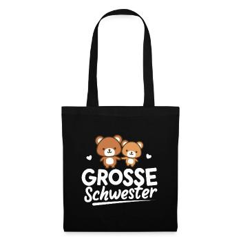 Großes Schwesterbärchen Schwester werden - Stoffbeutel - Schwarz - Vorne