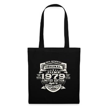 44e anniversaire Juin Millésime 1979 Bouclier Original - Sac en tissu - noir - Devant