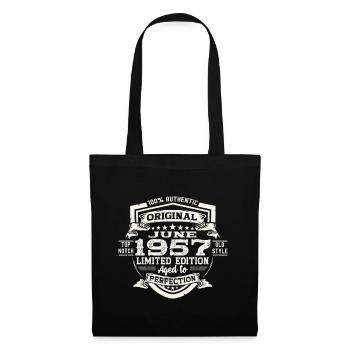 66e anniversaire Juin Millésime 1957 Bouclier original - Sac en tissu - noir - Devant