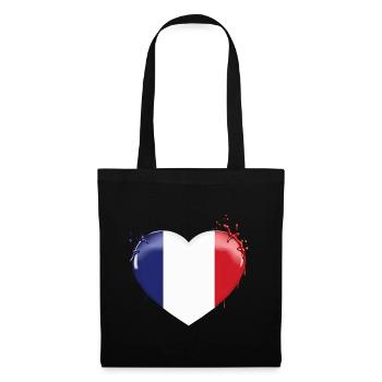 DRAPEAU DE LA FRANCE DRAPEAU COEUR FRANCE - Sac en tissu - noir - Devant