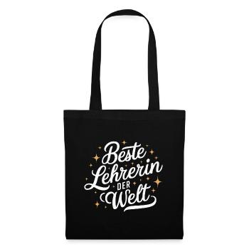 Beste Lehrerin Welt Frau Kollegin Dankeschön - Stoffbeutel - Schwarz - Vorne
