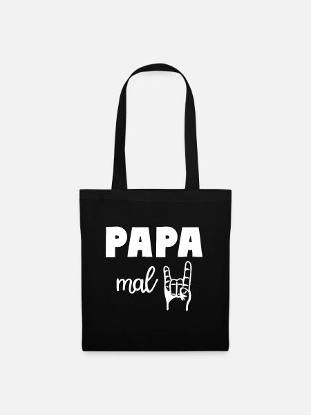 Papa mal Zwei 2 Kinder Rocker Vater - Stoffbeutel - Schwarz