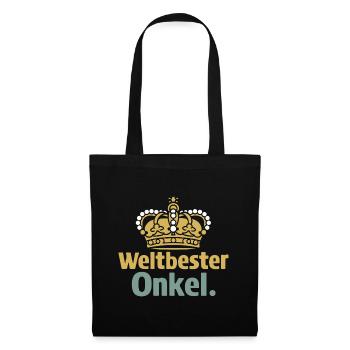 Weltbester Onkel T-Shirt Geburtstag Weihnachten - Stoffbeutel - Schwarz - Vorne