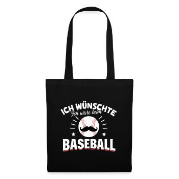 Ich wünschte, ich wäre beim Baseball, Mustache - Stoffbeutel - Schwarz - Vorne