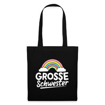 Große Schwester Regenbogen Schwangerschaft - Stoffbeutel - Schwarz - Vorne