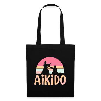 Aikido Fanartikel Kampfsport Harmonie Shirt - Stoffbeutel - Schwarz - Vorne