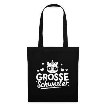 Große Schwester Einhorn Cool Schwanger Nachwuchs - Stoffbeutel - Schwarz - Vorne