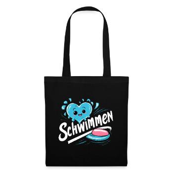 Schwimm-Fan Must-Have Badekappe Brille Handtuch - Stoffbeutel - Schwarz - Vorne