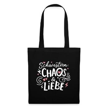 Schwestern Chaos & Liebe: Lustig Geburtstag - Stoffbeutel - Schwarz - Vorne