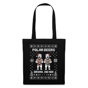 Ugly Christmas Sweater: Funny Polar Bears with Beer - Tote Bag - black - Front