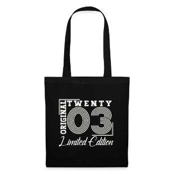 Né 2003 20e anniversaire cadeau homme / femme - Sac en tissu - noir - Devant