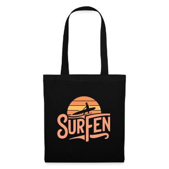 Surfboard Surfen Welle Meer Strand Geschenk - Stoffbeutel - Schwarz - Vorne