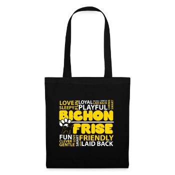 Ich liebe Bichon Frise Hundeliebhaber Welpe Pfote - Stoffbeutel - Schwarz - Vorne