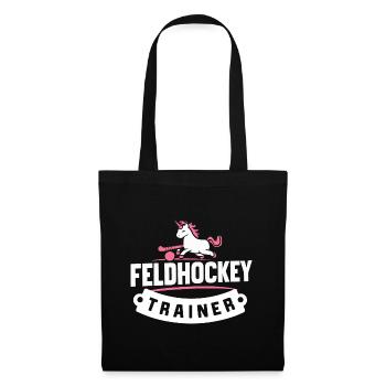 Feldhockey-Einhorn-Trainer Shirt Coach Team - Stoffbeutel - Schwarz - Vorne