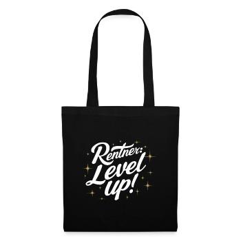Rentner Level Up Ruhestand Abschiedsgeschenk - Stoffbeutel - Schwarz - Vorne