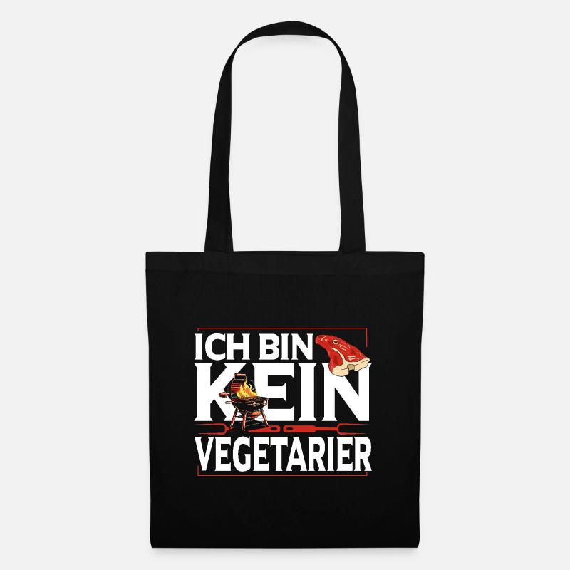 Grillkönig Carnivore Fleischesser Kein Vegetarier - Stoffbeutel - Schwarz