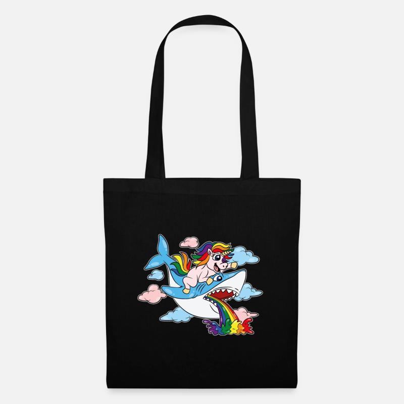 Trans Pride Shark CSD Einhorn LGBTQ - Stoffbeutel - Schwarz